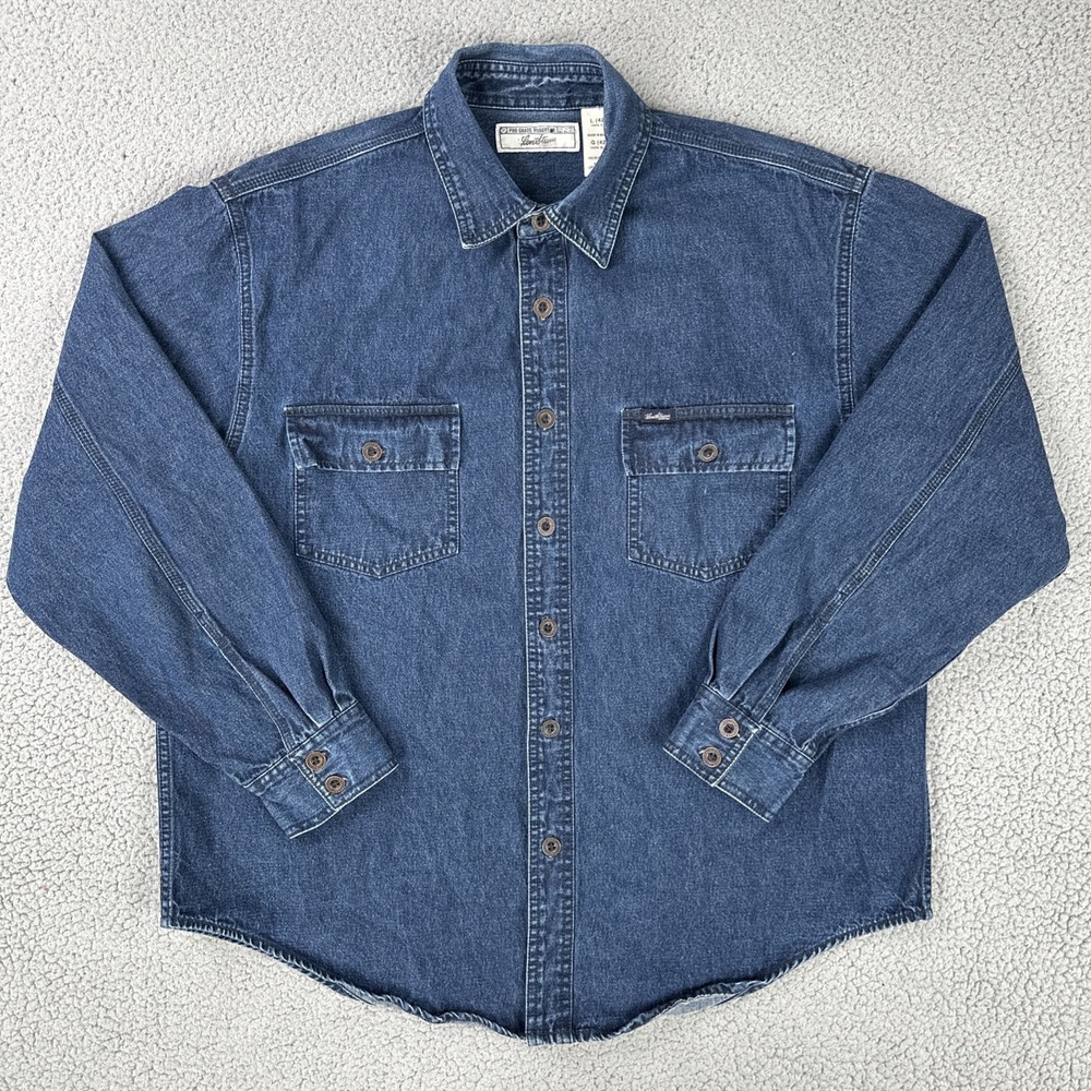 Levi Strauss Signature Denim Jacket Men Large Blue Pockets Workwear Metal Button